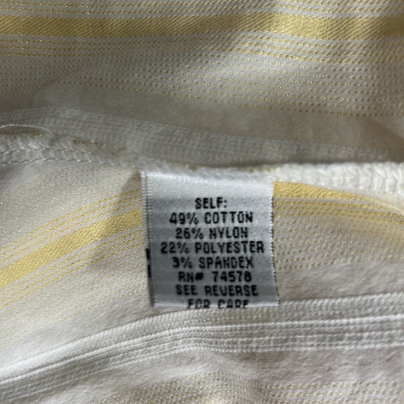 ✨Vintage 1990's Cache Striped White Yelllow/Gold Zipper Long Sleeve Blouse ✨ M - Picture 9 of 9